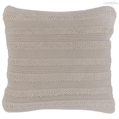 Подушка из хлопка с буклированной вязкой светло-серого цвета из коллекции Essential, 45х45 см - Tkano