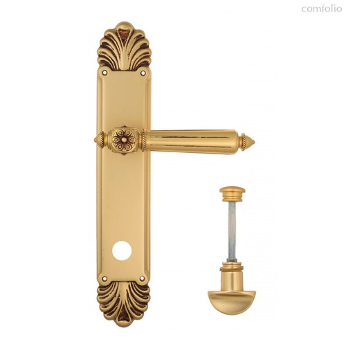 Дверная ручка Venezia Castello WC-2 на планке PL87 французское золото + коричневый - Venezia Collezione