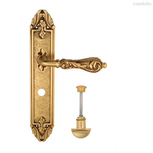 Дверная ручка Venezia Monte Cristo WC-2 на планке PL90 французское золото + коричневый - Venezia Collezione