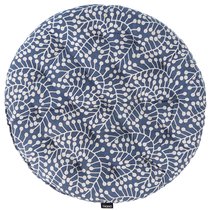 Подушка на стул круглая темно-синего цвета с принтом Спелая Смородина из коллекции Scandinavian touch, 40 см - Tkano