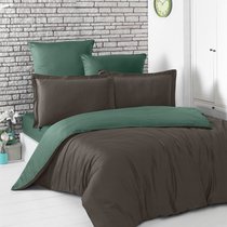 Постельное белье Karna Loft, двухстороннее, цвет зеленый/шоколадный, 1.5-спальный - Bilge Tekstil