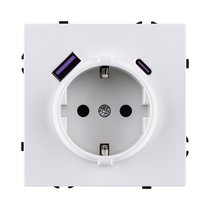 Розетка штепсельная SCHUKO 16A/250 В с USB A+C 20W, белый глянцевый Kollinger Eclipse EC-016WG - Kollinger