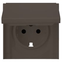 Лицевая панель для розетки 2к+з с крышкой 35634 CP, капучино - Rikett