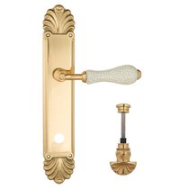 Дверная ручка Venezia Colosseo белая керамика паутинка WC-4 на планке PL87 полированная латунь - Venezia Collezione