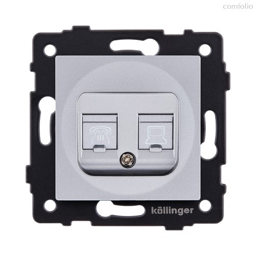 Розетка двойная RJ11 + RJ45 Cat.6, серый Kollinger REA-011GY для Aspekt, Eleganz, Reflex - Kollinger