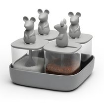 Набор банок для сыпучих продуктов Lucky Mouse Seasoning, 4 шт. - Qualy