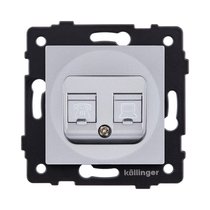 Розетка двойная RJ11 + RJ45 Cat.6, серый Kollinger REA-011GY для Aspekt, Eleganz, Reflex - Kollinger