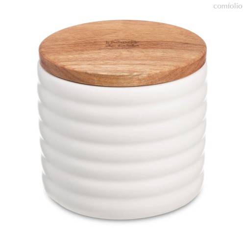 Банка для хранения Décor de table Home 350 мл, керамика, дерево, белая - Decor De Table