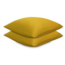 Набор наволочек из премиального сатина горчичного цвета из коллекции Essential, 70х70 см - Tkano