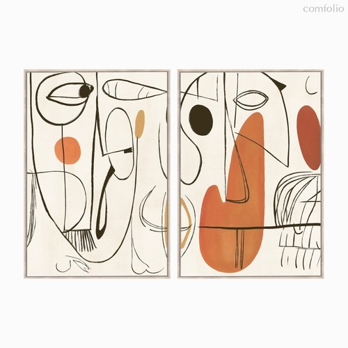 Набор постеров Sentiment 100х70, цвет бежевый/оранжевый/черный - Cosmo