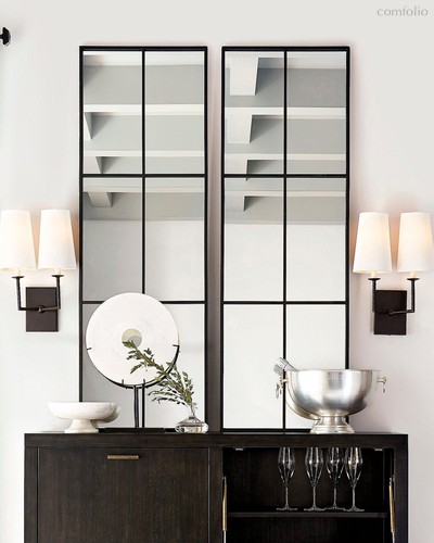 Зеркало в форме окна Брюстер, цвет черный - Louvre Home