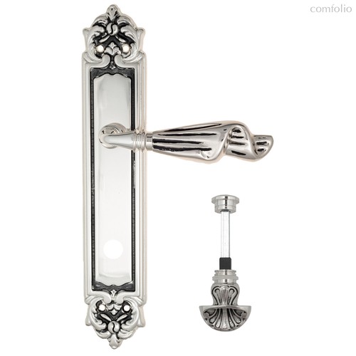 Дверная ручка Venezia Opera WC-4 на планке PL96 натуральное серебро + черный - Venezia Collezione