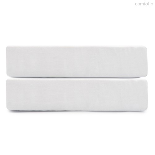 Простыня на резинке из сатина белого цвета из коллекции Essential, 160х200х30 см - Tkano