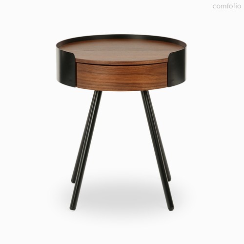 Кофейный столик Griss диаметр 45, цвет коричневый/черный - Cosmo