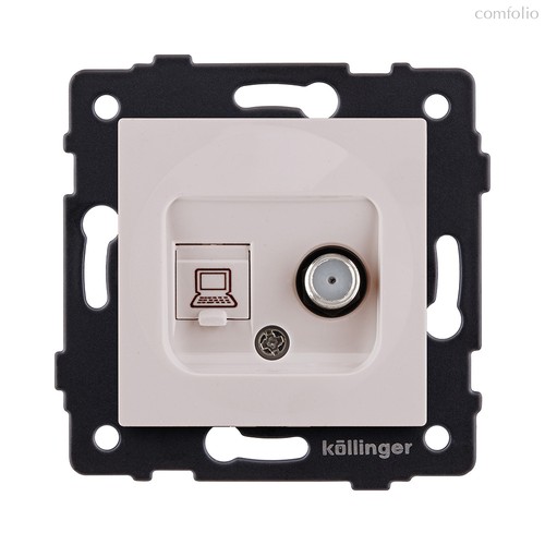 Розетка двойная спутниковая SAT + RJ45 Cat.6, кашемир матовый Kollinger REA-014CM для Aspekt, Eleganz, Reflex - Kollinger