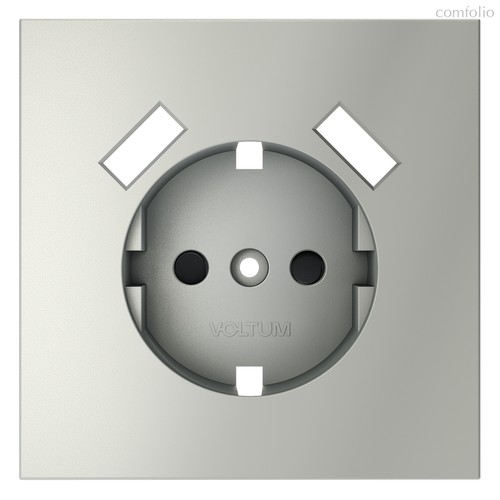 Накладка для розетки с заземлением и защитными шторками, с USB A+A, S70 сталь - Voltum