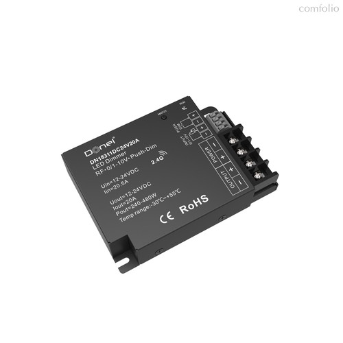RF контроллер , напряжение питания 12-24V, 1х20А, выходная мощность 1×(240-480)W, Push-Dim, 0/ - Donel