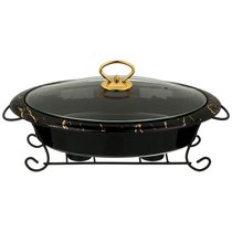 Мармит Со Стекл.Крышкой На Метал.Подставке Овальный Fantasy 2,3Л 40x26x11,5 см,Черный
