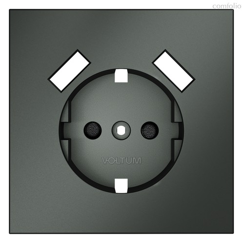 Накладка для розетки с заземлением и защитными шторками, с USB A+A, S70 титан - Voltum