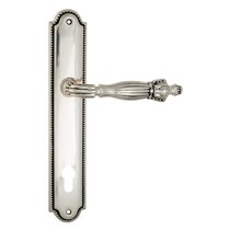 Дверная ручка Venezia Olimpo CYL на планке PL98 натуральное серебро + черный - Venezia Collezione