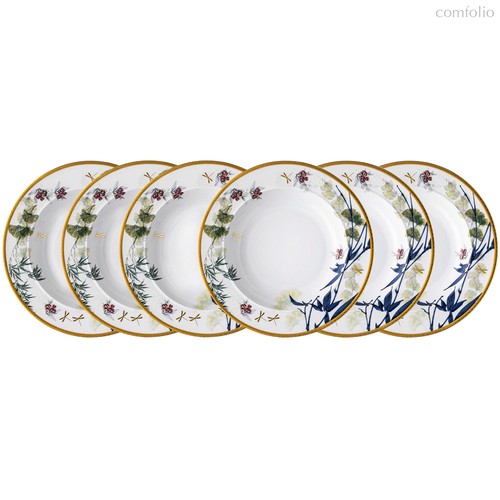 Набор тарелок суповых Rosenthal Турандот 22 см, фарфор, белый, золотой кант, 6 шт - Rosenthal