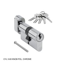 Ключевой цилиндр CYL 5-60 KNOB POL. CHROME (Хром) - Rush