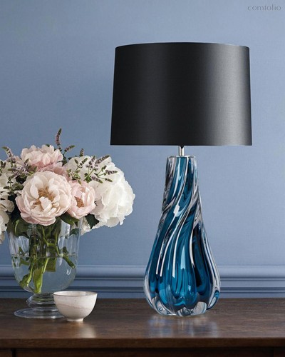 Синяя настольная лампа Коламбус, цвет темно-синий - Louvre Home