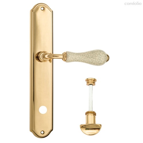 Дверная ручка Venezia Colosseo белая керамика паутинка WC-2 на планке PL02 полированная латунь - Venezia Collezione