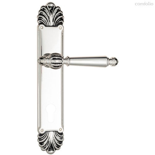 Дверная ручка Venezia Pellestrina CYL на планке PL87 натуральное серебро + черный - Venezia Collezione