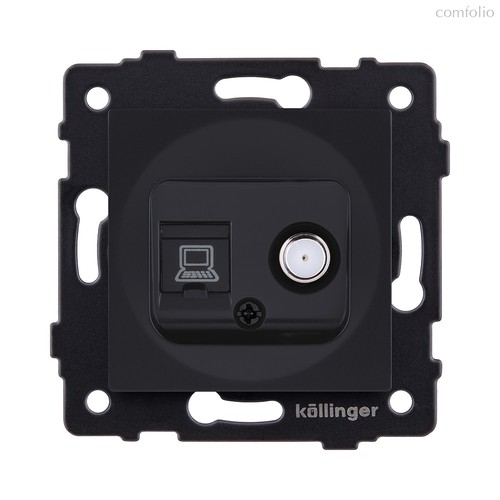 Розетка двойная спутниковая SAT + RJ45 Cat.6, черный матовый Kollinger REA-022BM для Aspekt, Eleganz, Reflex - Kollinger