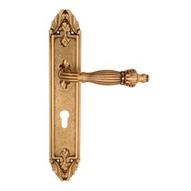 Дверная ручка Venezia Olimpo CYL на планке PL90 французское золото + коричневый - Venezia Collezione