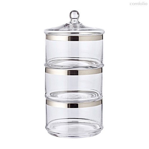 Банка для конфет с крышкой трехъярусная Edzard Виго d19хh40 см, выдувное хрустальное стекло - Edzard