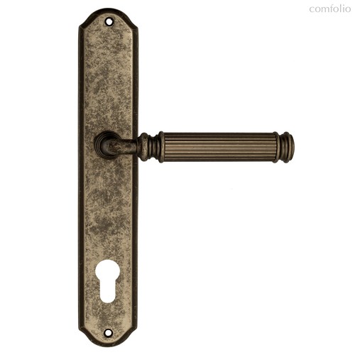 Дверная ручка Venezia Mosca CYL на планке PL02 античное серебро - Venezia Collezione
