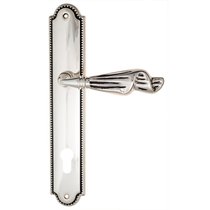 Дверная ручка Venezia Opera CYL на планке PL98 натуральное серебро + черный - Venezia Collezione