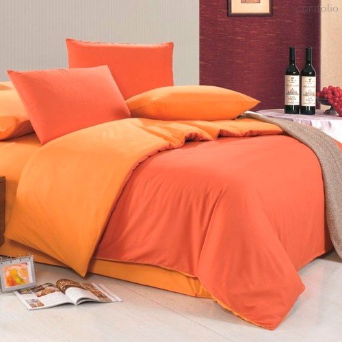 Оранж - комплект постельного белья, цвет коралловый, Семейный - Valtery