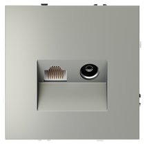 Розетка телевизионная встраиваемая VOLTUM S70 TV+RJ45 кат. 6, сталь - Voltum