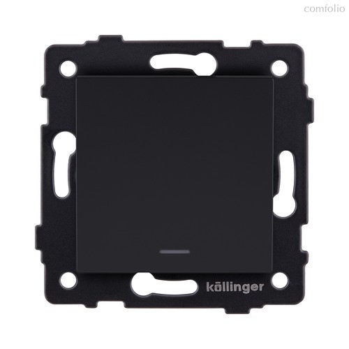 Выключатель 1-клавишный перекрестный 10А/250В с LED подсветкой, черный матовый Kollinger REA-S-015BM для Aspekt, Eleganz, Reflex - Kollinger