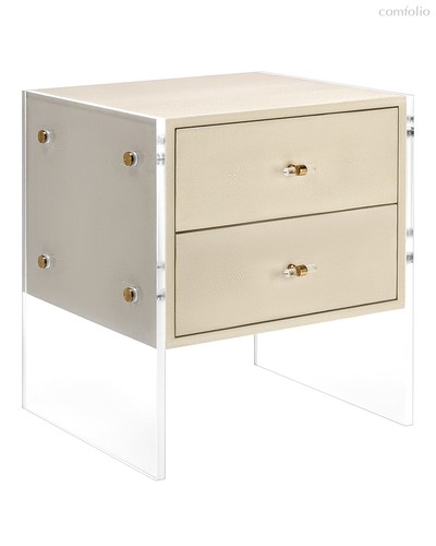 Прикроватная тумба с шагреневой кожей бежевого цвета Берк, цвет бежевый - Louvre Home