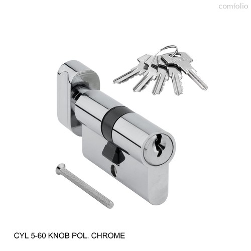 Ключевой цилиндр CYL 5-60 KNOB POL. CHROME (Хром) - Rush
