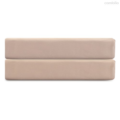 Простыня на резинке из премиального сатина бежевого цвета из коллекции Essential, 160х200х30 см - Tkano