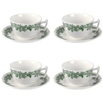 Набор из 4 чашек чайных с блюдцем 200мл "Зеленый венок (Джон Рёскин)" - Spode
