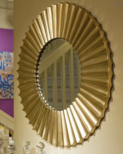 Зеркало в круглой золотой раме Гарднер, цвет золотой - Louvre Home