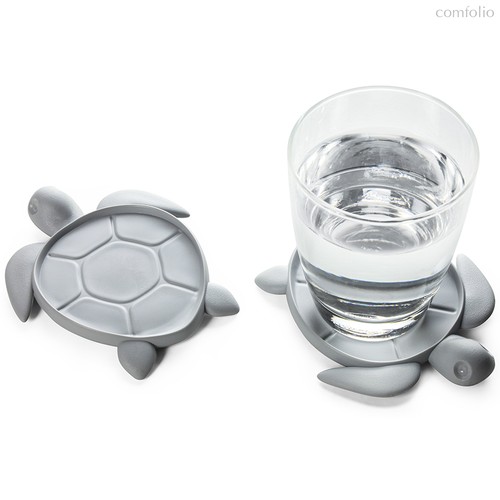 Подставки под стаканы Save Turtle, серый - Qualy