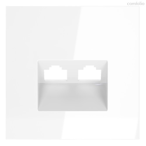 Накладка для розетки компьютерной двойной RJ45+RJ45 кат.6, S70 белый глянцевый - Voltum