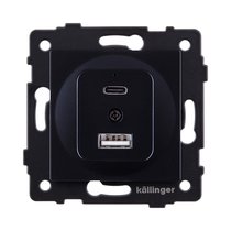 Розетка USB A+C 20W, черный Kollinger REA-037BK для Aspekt, Eleganz, Reflex - Kollinger