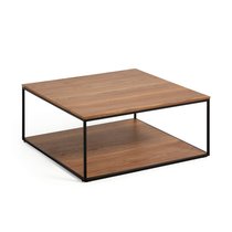 Yoana Журнальный столик из орехового шпона и черного металла 80 x 80 см - La Forma