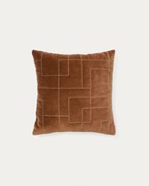 Чехол для подушки Prila из бархатного хлопка терракотового цвета с вышивкой 45 x 45 см - La Forma
