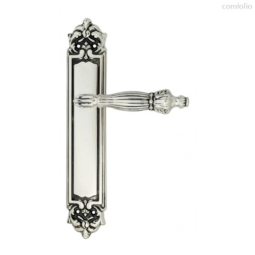 Дверная ручка Venezia Olimpo на планке PL96 натуральное серебро + черный - Venezia Collezione