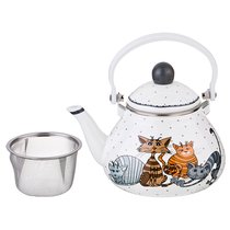 Чайник Эмалированный Agness Озорные Коты С Фильтром из Нжс, 1,3 л