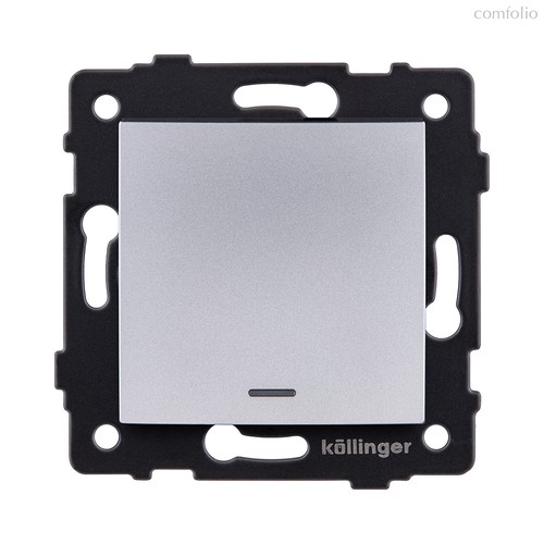 Выключатель 1-клавишный 10А/250В с LED подсветкой, изогнутый, серый Kollinger REA-R-002GY для Aspekt, Eleganz, Reflex - Kollinger